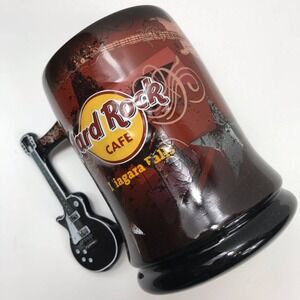 Hard Rock Cafe Beer Stein Mug Brown Niagara Falls Canada Guitar Coffee 16oz 4